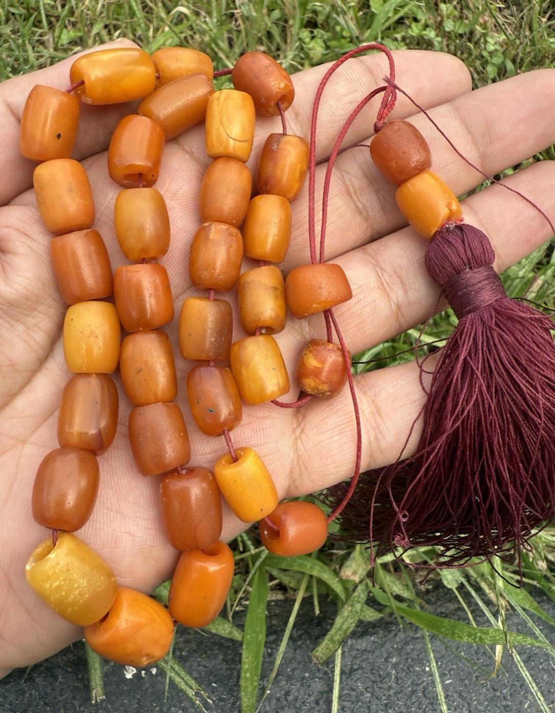 Genuine Antique Middle Eastern Natural Butterscotch Amber Tasbih Prayer Beads7