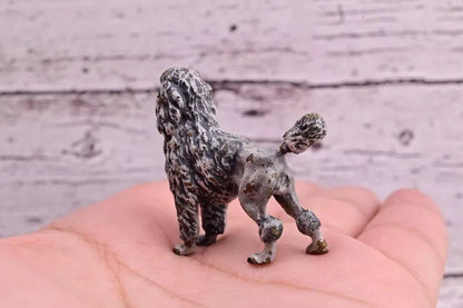 Antique Early 1900s Austrian Vienna Cold Painted Solid Bronze Gray Poodle ￼2