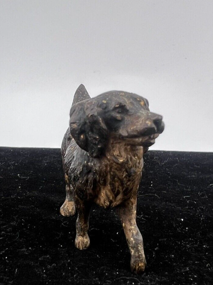 Antique Early 1900s Austrian Vienna Cold Painted Solid Bronze Black Labrador Dog3