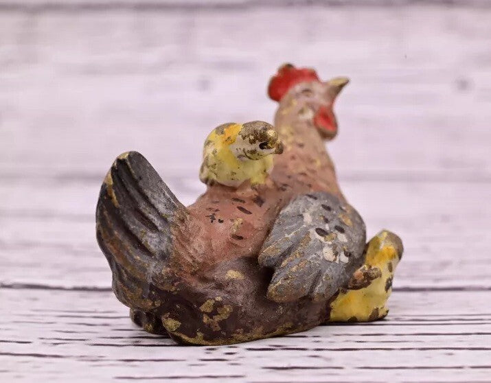Attractive Antique Austrian Vienna Cold Painted Bronze Figure Hen With Chicks17