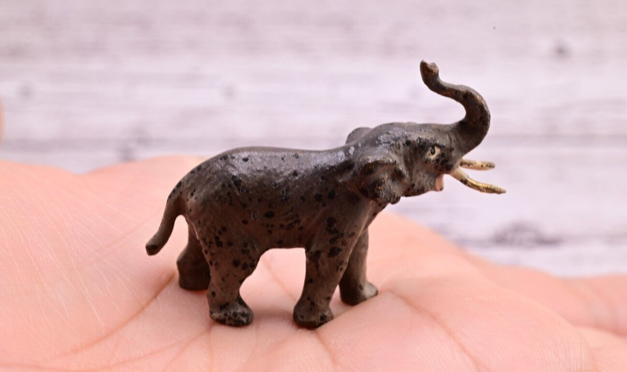 Original Tiny Antique Austrian Vienna Cold Painted Bronze of Elephant9