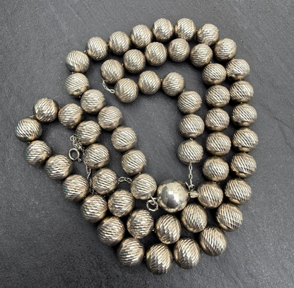 Gorgeous Textured Sterling Silver Beaded Necklace1
