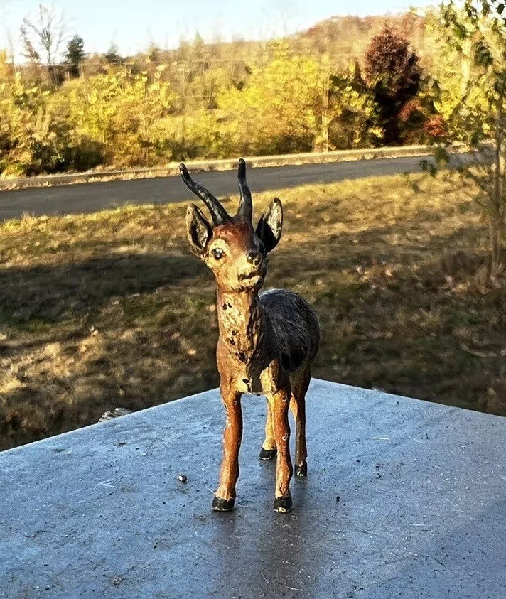 Antique Austrian Vienna Cold Painted Bronze Figure of Antelope5