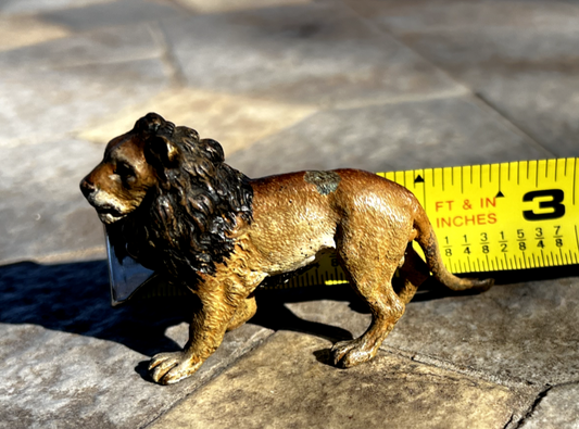 Antique Austrian Vienna Cold Painted Bronze Figure of Standing Lion0