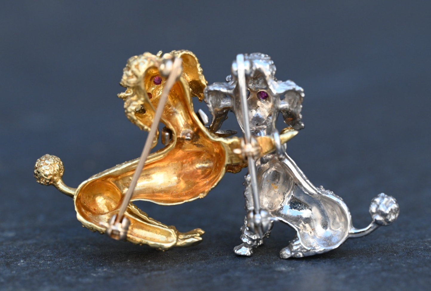 Stunning French 18K Yellow & 14K White Gold Poodle Brooch Pin / Pendant Dual Use8