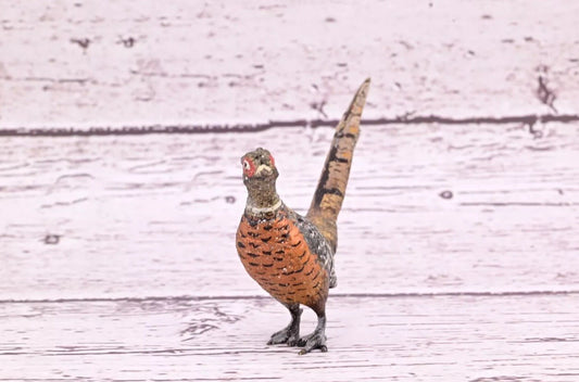 Amazing Antique Austrian Vienna Cold Painted Bronze Figure of Ring Neck Pheasant1