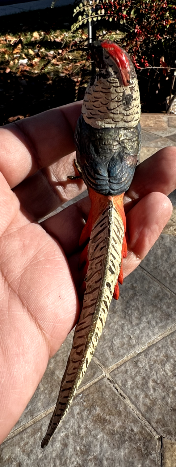 Antique Austrian Vienna Cold Painted Bronze Figure of Amherst Pheasant13