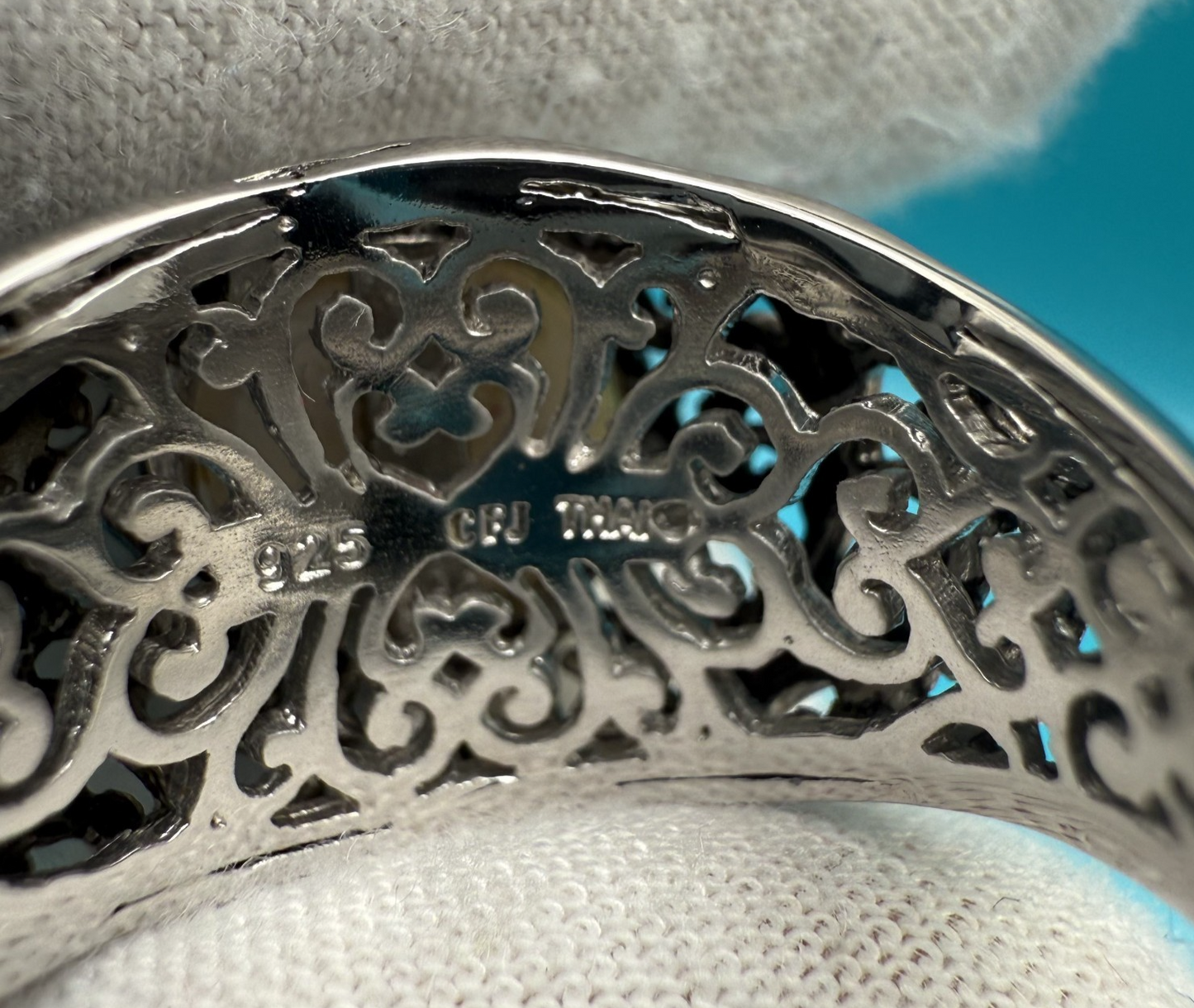 Gorgeous Sterling Silver Ring with Large Cultured Pearl & Intricate Openwork10