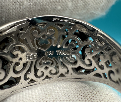 Gorgeous Sterling Silver Ring with Large Cultured Pearl & Intricate Openwork10