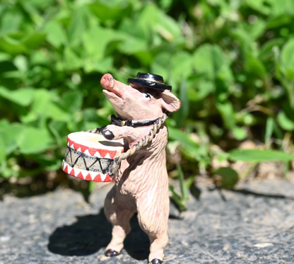 Fritz Bergmann Austrian Vienna Cold Painted Bronze Pig Playing the Drum0