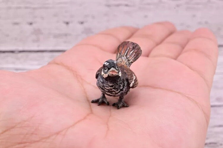 Lovely Antique Austrian Vienna Cold Painted Bronze Figure of Sparrow Bird2