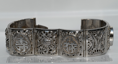 Awesome Chinese Vintage Export Silver Bird Of Paradise Panel Bracelet0
