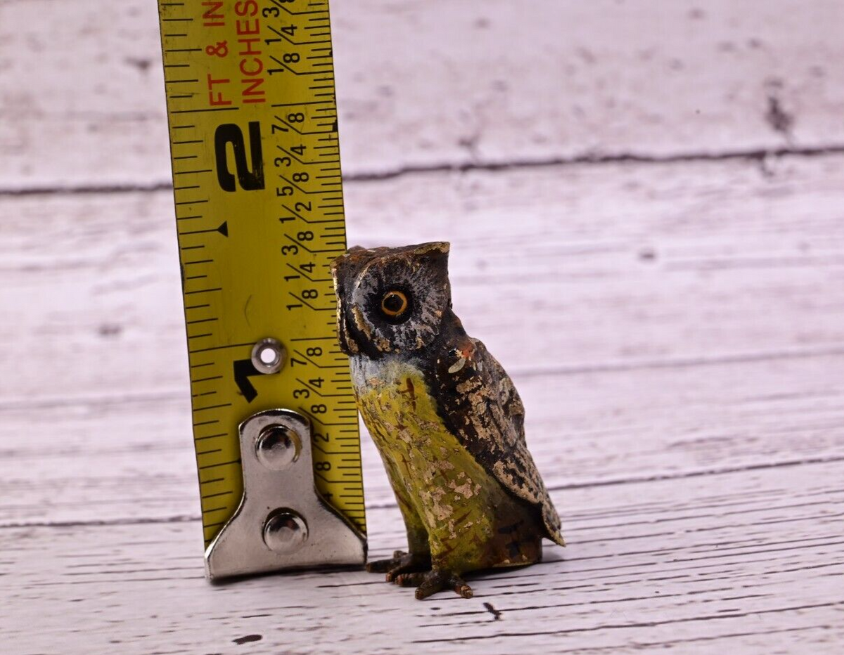 High Quality Antique Austrian Vienna Cold Painted Bronze Figure of Owl10