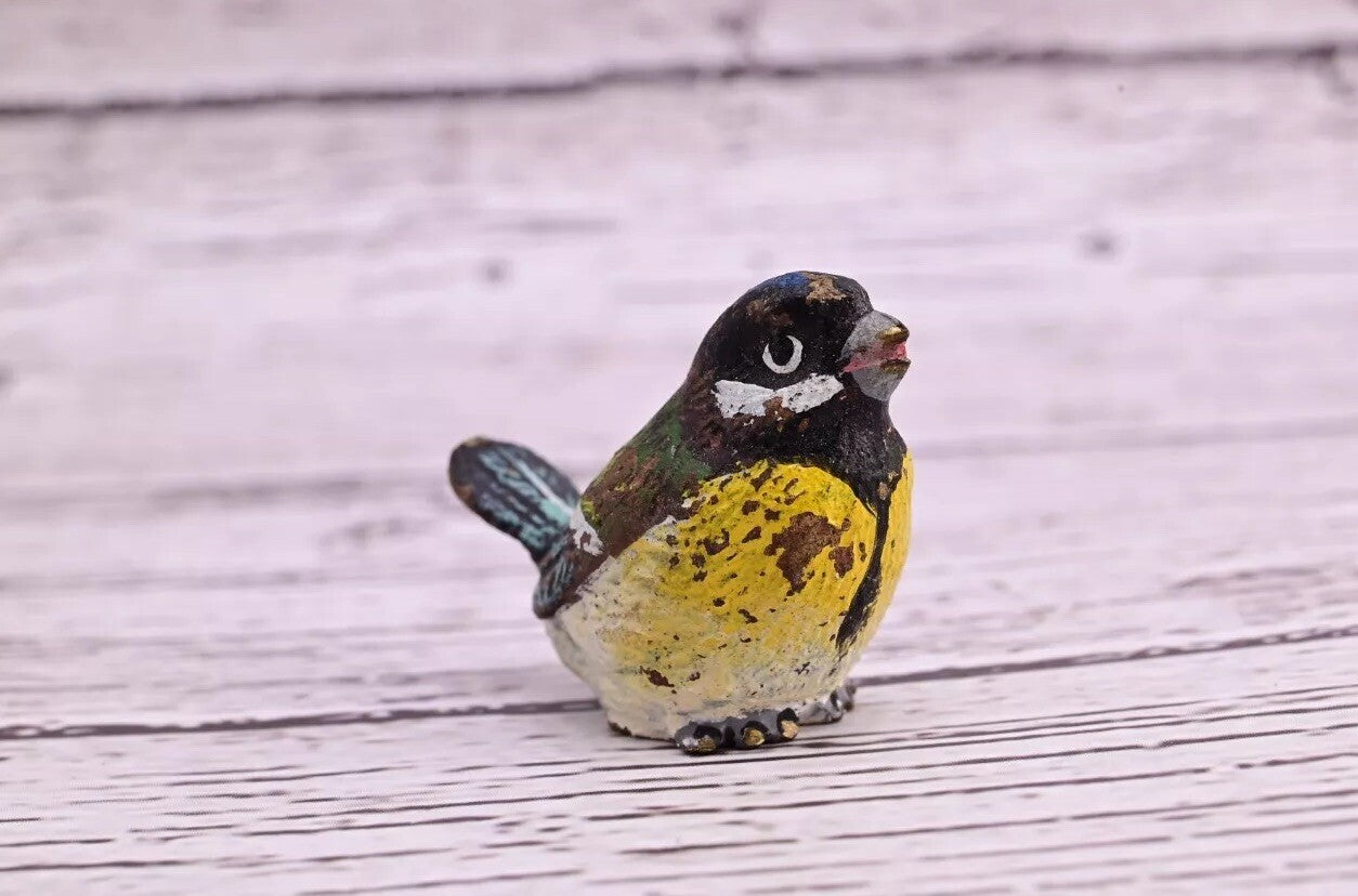 Early Antique Vienna Cold Painted Bronze Figure of Cute Small Great Tit Bird5