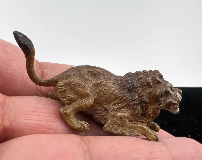 Super Awesome Austrian Vienna Small Miniature Lion Antiques 1900s Cold Painted6