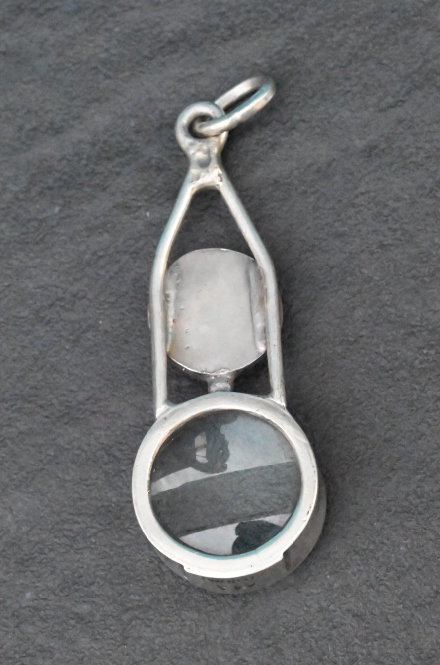 Sterling Silver Southwest Jewelers Loupe W/ Carved Bone Man in the Moon Face3
