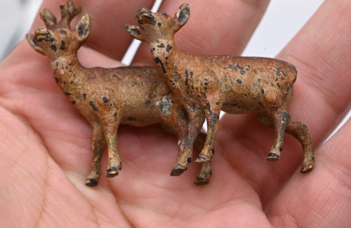 Lovely Antique Austrian Vienna Cold Painted Bronze Figure of Male / Female Deer7