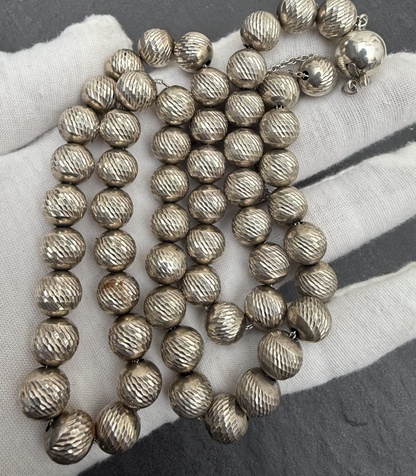 Gorgeous Textured Sterling Silver Beaded Necklace7