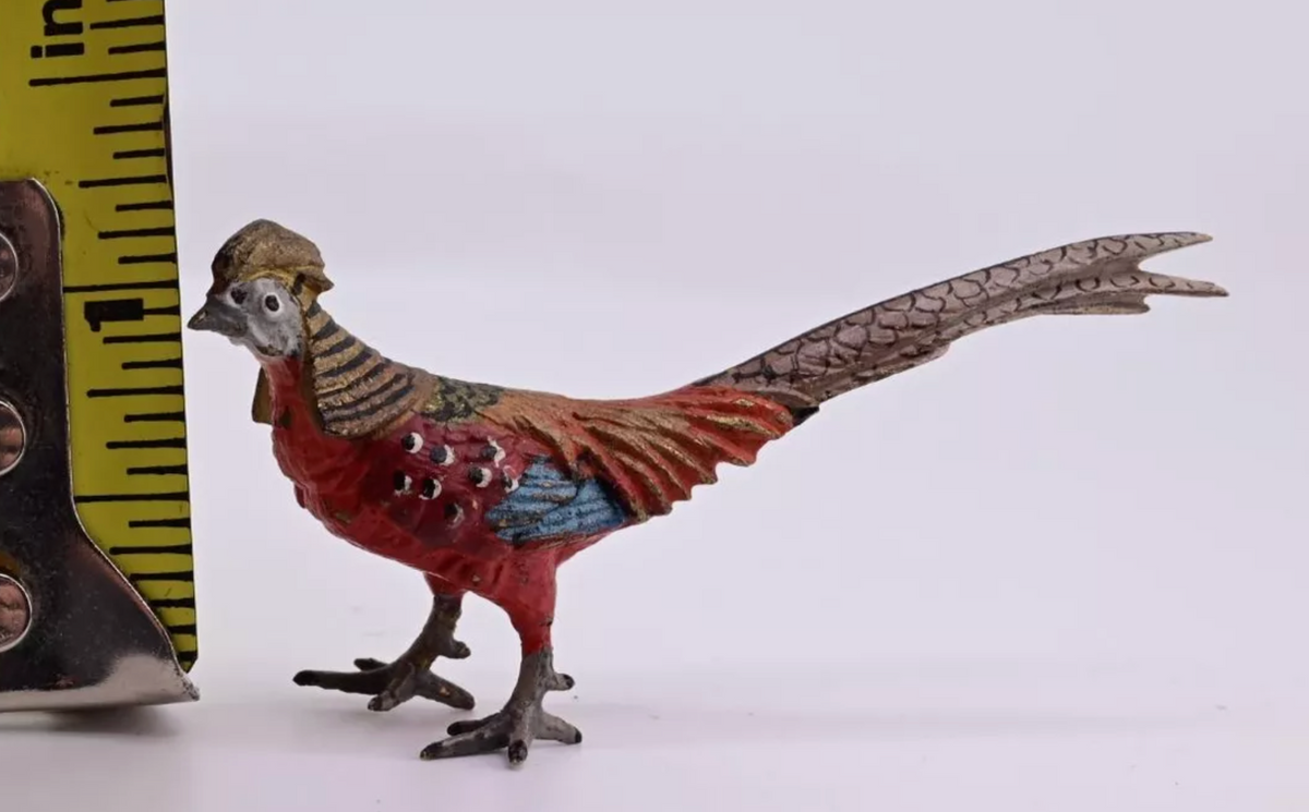 Miniature Antique Austrian Vienna Cold Painted Bronze Figure of Golden Pheasant4