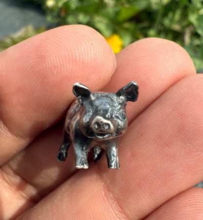 Cute Antique / Vintage Italian .925 Sterling Silver Figure of Miniature Pig7