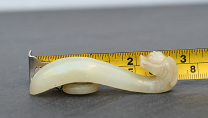Genuine Antique 1900s Carved Chinese White Celadon Jade Dragon Belt Hook0