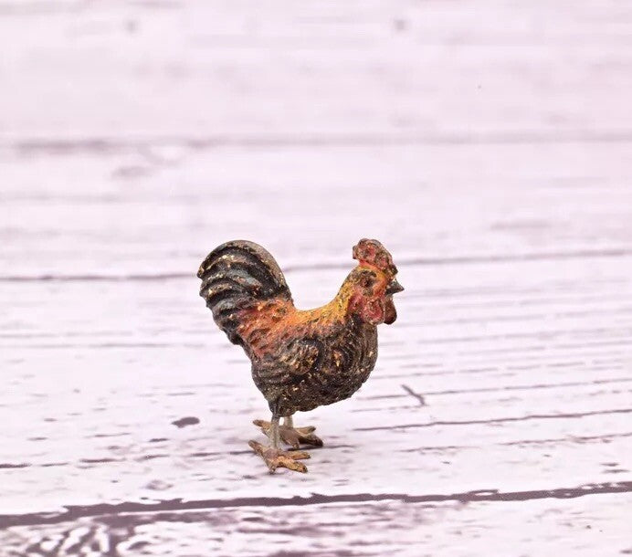 Signed Antique Austrian Vienna Cold Painted Bronze of Little Rooster6
