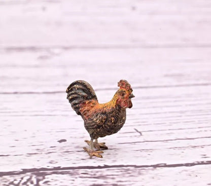 Signed Antique Austrian Vienna Cold Painted Bronze of Little Rooster6