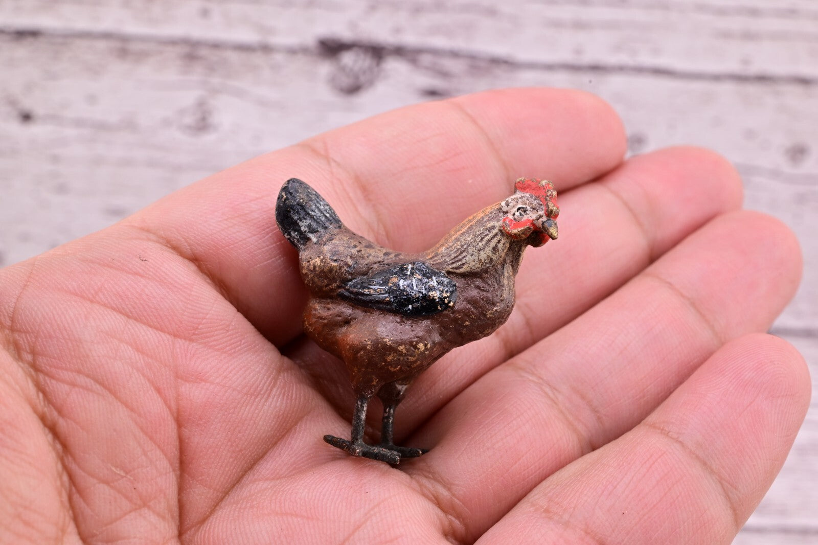 Wonderful Antique Austrian Vienna Cold Painted Bronze Figure of Brown Hen2