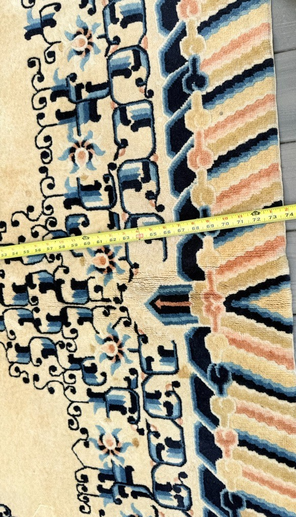 Gorgeous Antique Handmade Chinese Peking Wool Rug  6' x 9' Ivory Background15