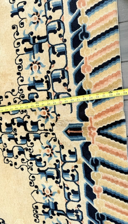 Gorgeous Antique Handmade Chinese Peking Wool Rug  6' x 9' Ivory Background15