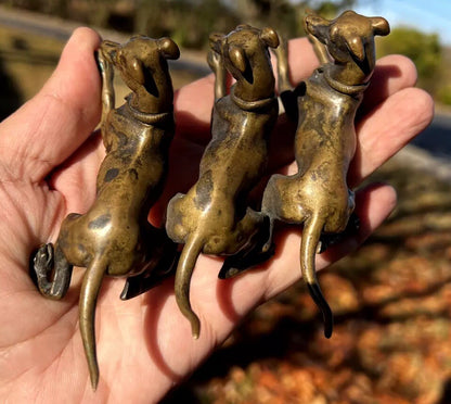 Amazing Antique Austrian Vienna Cold Painted Bronze Set of Three Greyhound Dogs6