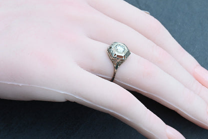 Gorgeous Antique Art Deco Period 14K White Gold Ring with .30 ct Natural Diamond0