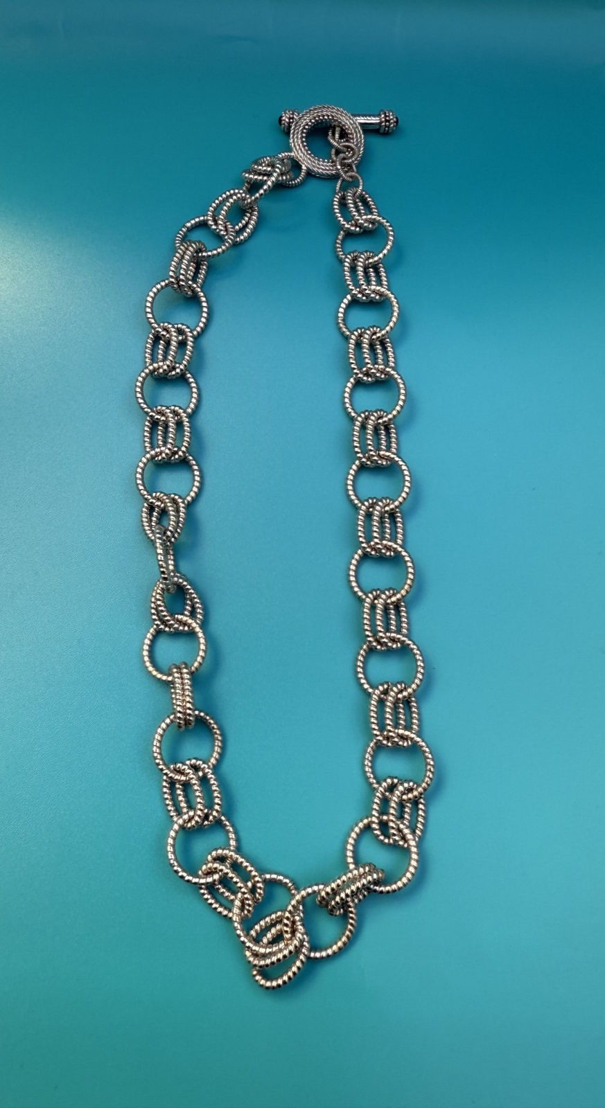Genine Judith Ripka Sterling Silver Textured Rolo Link Chain Necklace1