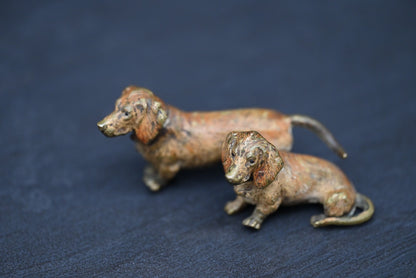 Antique 1900s Austrian Vienna Cold Painted Bronze Figure of Two Dachshund Dogs4