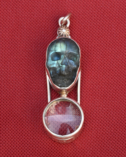 Awesome Signed Sterling Silver Southwest Jewelers Loupe W/ Labradorite Skull0