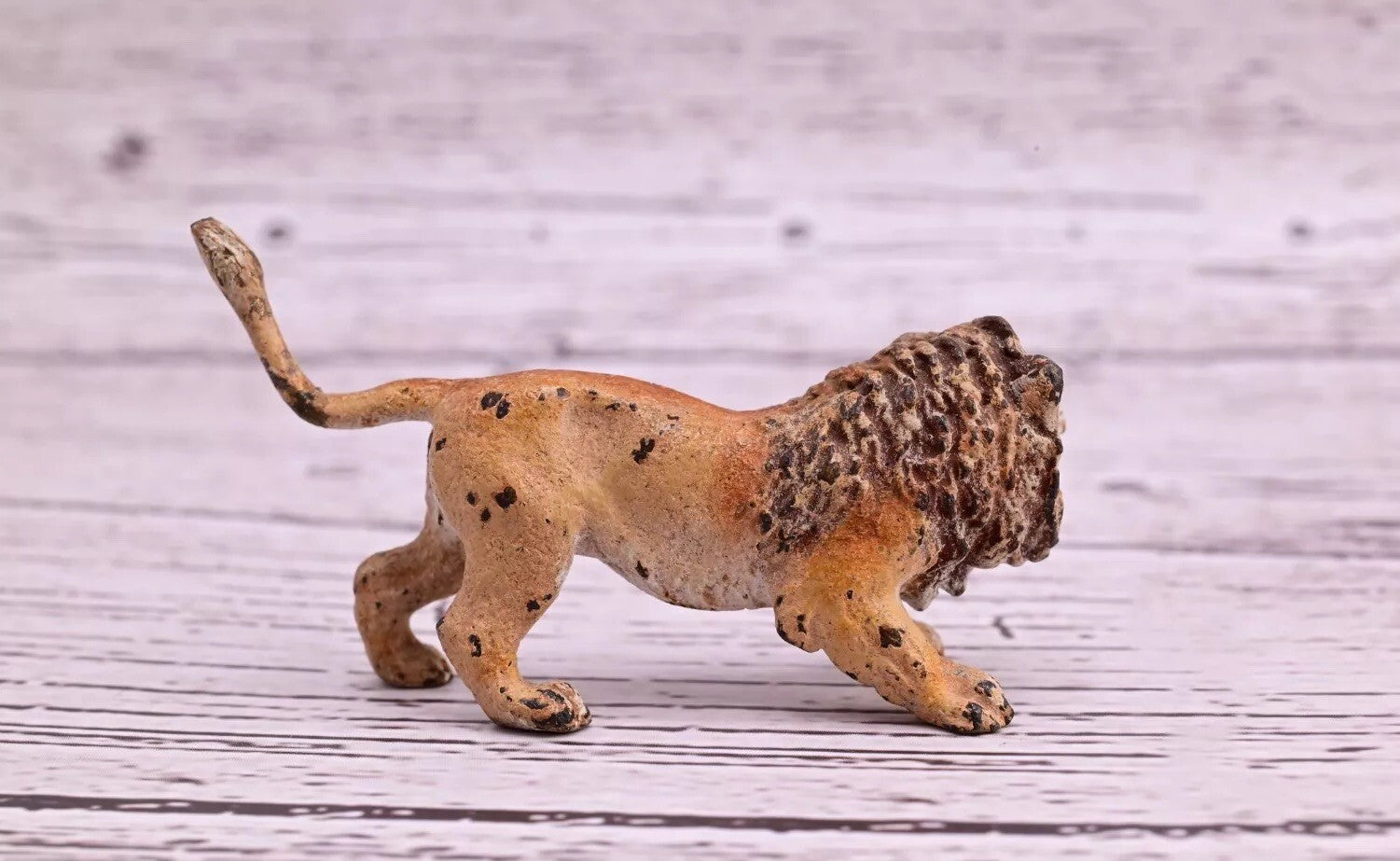 Cute Tiny Antique Austrian Vienna Cold Painted Bronze Figure of Ferocious Lion3