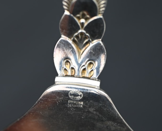 GEORG JENSEN DENMARK "CACTUS" PATTERN STERLING SILVER CAKE / PASTRY SERVER1