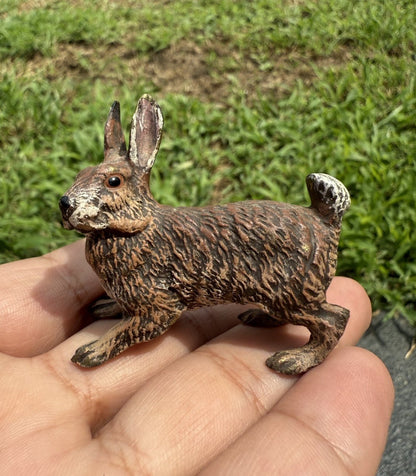 Life Like Antique Austrian Vienna Cold Painted Bronze of Brown Rabbit0