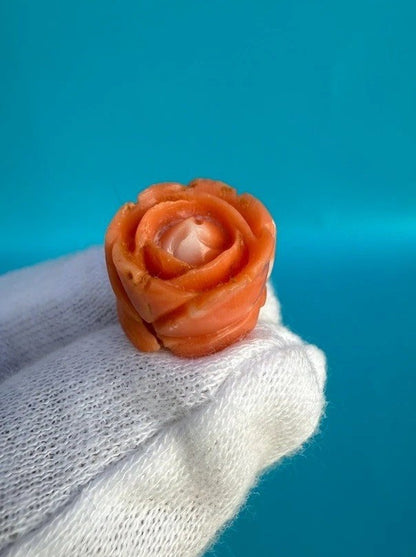 Gorgeous Antique 1900s Natural Carved Floral Motif Coral & 14k Gold Earrings7