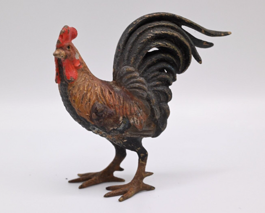 Lovely Antique Austrian Vienna Cold Painted Bronze Figure of Rooster0