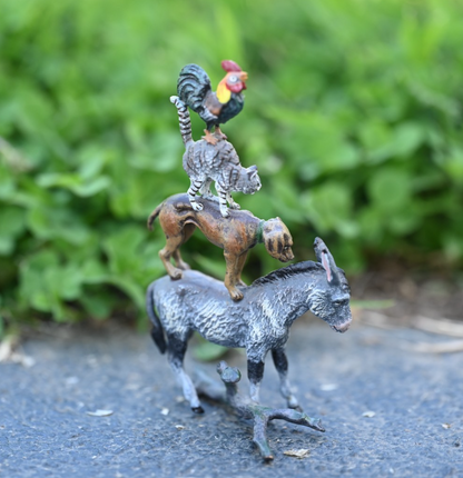 Austrian Vienna Cold Painted Bronze Figural Group of "Bremen Town Musicians"3