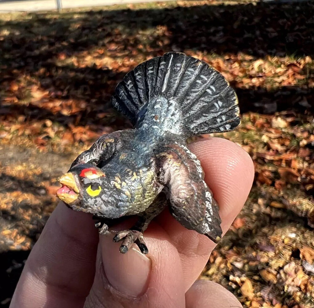 Unique Antique Austrian Vienna Cold Painted Bronze Figure of Capercaillie3