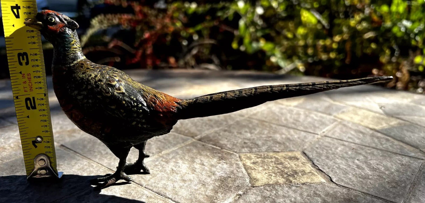 Gorgeous Large Antique Austrian Vienna Cold Painted Bronze Figure of Pheasant12