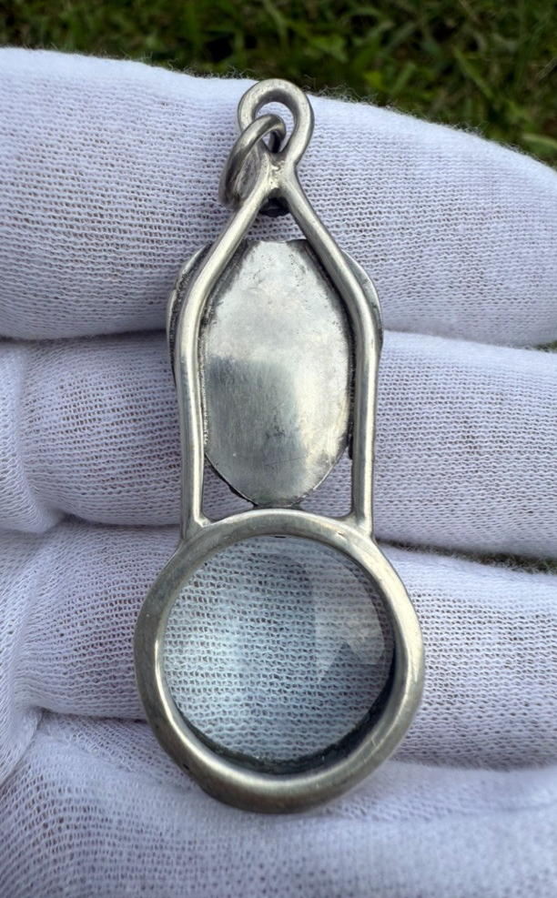 Signed MS Sterling Silver Southwest Jewelers Loupe W/ Heart Shaped Turquoise 3