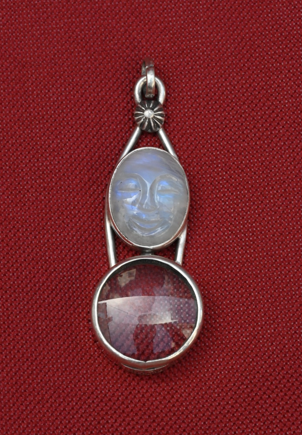 Gorgeous Sterling Silver Southwest Jewelers Loupe W/ Rainbow Moonstone Face0