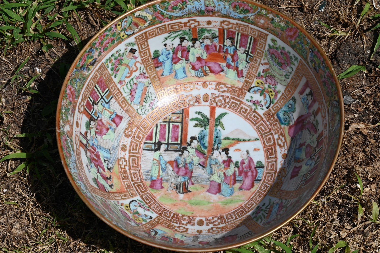 Genuine Chinese Antique 19th C. Hand Painted Rose Medallion Porcelain Punch Bowl15