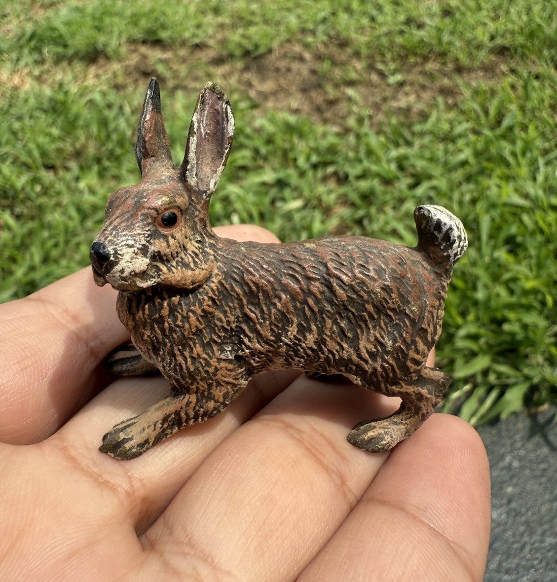 Life Like Antique Austrian Vienna Cold Painted Bronze of Brown Rabbit1