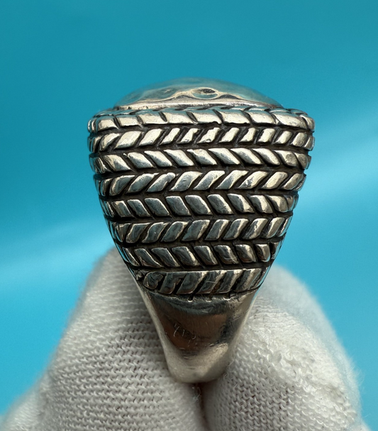 Retired Silpada Sterling Silver Hammered Braided Square Dome Ring1