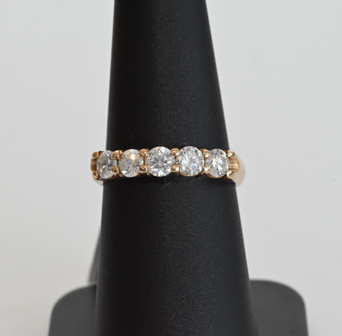 Lovely  14K Yellow Gold 5 Stone 1 Cttw Diamond Band Signed MAC  IGI Certified4