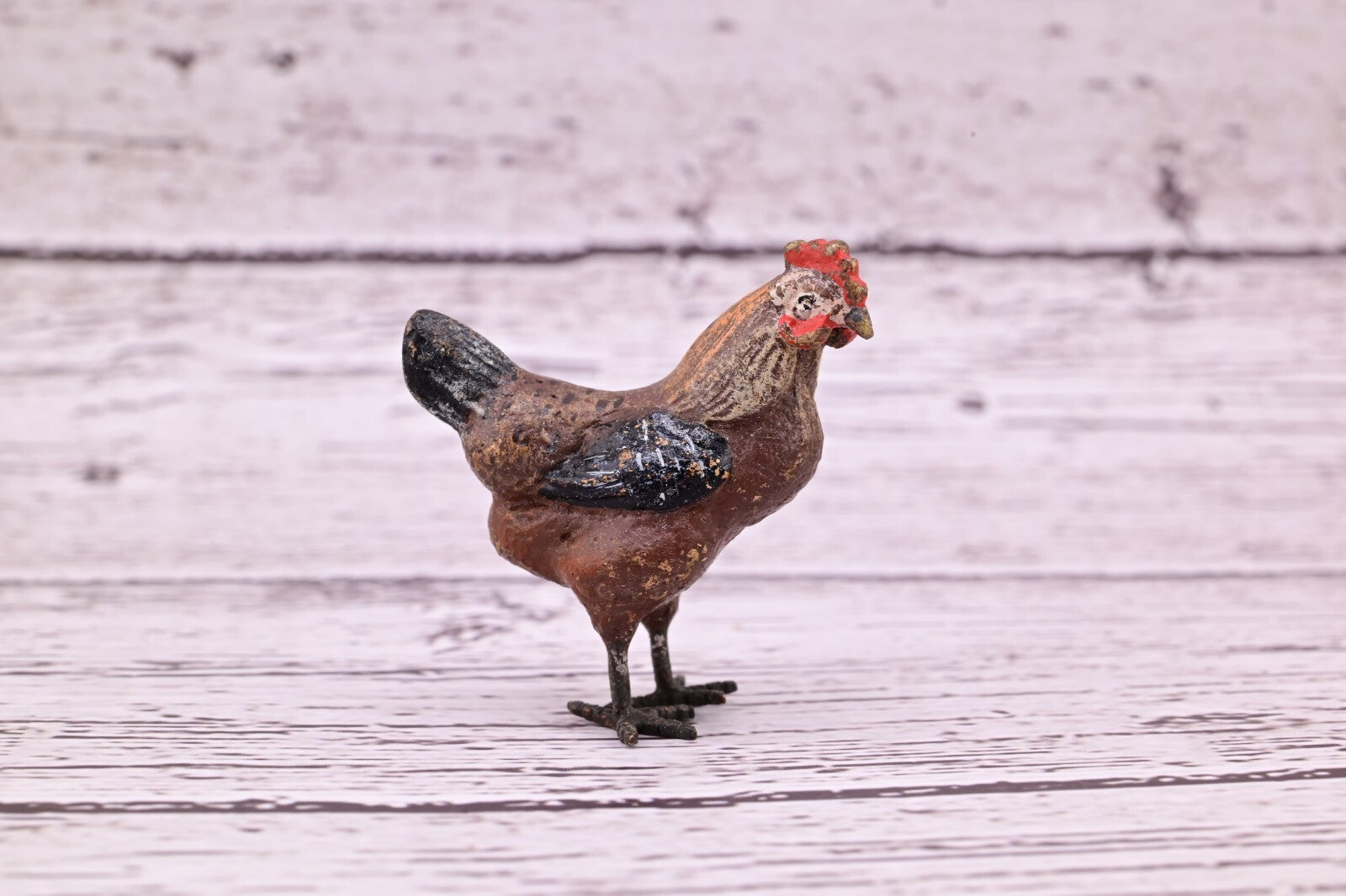 Wonderful Antique Austrian Vienna Cold Painted Bronze Figure of Brown Hen3